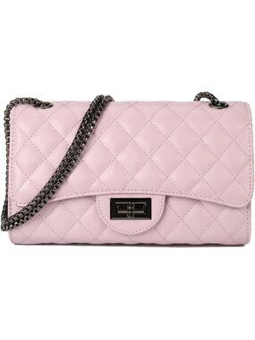 👜Women's Light Purple Quilted Chain Crossbody Bags Structured Shoulder Purse